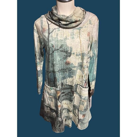 nwt JESS AND JANE EMERALD TUNIC OR DRESS SIZE MED COWL NECK FRONT POCKETS - Picture 13 of 16